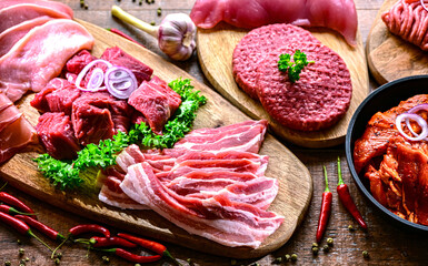 Composition with a variety of meat products