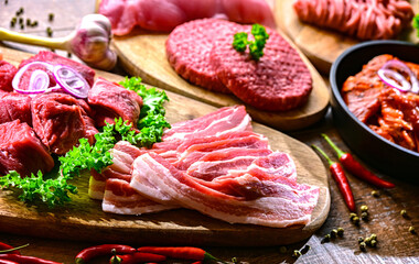 Composition with a variety of meat products