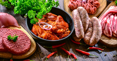 Composition with a variety of meat products