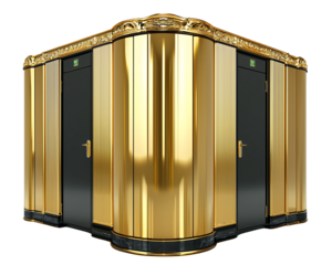 Golden and Black Elevator Cabin with Transparent Background Modern Luxury Style