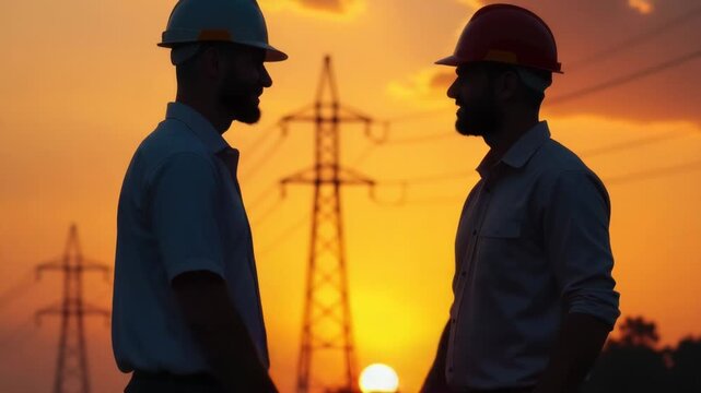 Two individuals meeting with mutual respect and trust during golden hour
