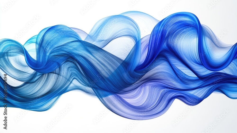 Fototapete abstract blue wavy lines create a dynamic and flowing composition with subtle shading on a clean