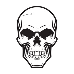 Detailed Skull Vector Illustration for Halloween and Gothic Design Projects isolated on white background perfect for t shirt design