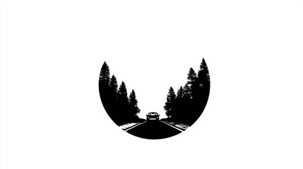 Forest Road Car Silhouette Logo, Adventure - Inspired Design For Travel Brands