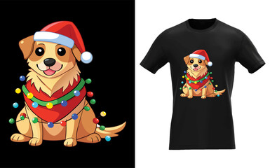 Festive golden retriever in pajamas celebrating christmas with a holiday spirit presented as a distinctive silhouette