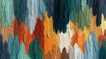 Abstract textured vertical brushstrokes in a vibrant spectrum of earthy and oceanic colors