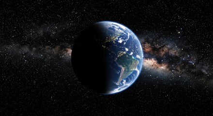 Fototapeta premium Earth from space with milky way