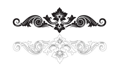 Elegant floral vintage ornament design elements and patterns for decoration