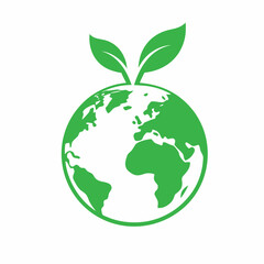 Eco Friendly Earth Globe Icon Design Green Planet Nature Leaf Vector Art.