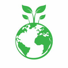 Eco Friendly Earth Globe Icon Design Green Planet Nature Leaf Vector Art.