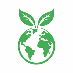 Eco Friendly Earth Globe Icon Design Green Planet Nature Leaf Vector Art.