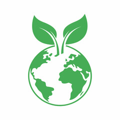 Eco Friendly Earth Globe Icon Design Green Planet Nature Leaf Vector Art.