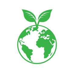Eco Friendly Earth Globe Icon Design Green Planet Nature Leaf Vector Art.