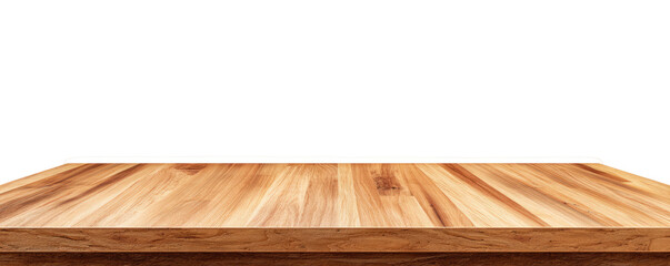 Empty light brown wooden tabletop against black background