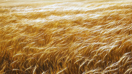 AI Generated - Field of ripe wheat with the sun shining through it, creating a beautiful contrast between the golden wheat and the bright blue sky. Professional stock photography for commercial use.