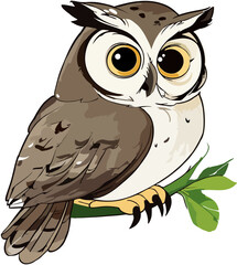 illustration of a cute owl sitting on a branch