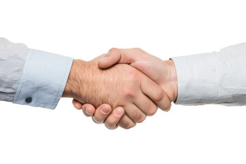 Two individuals shaking hands in a gesture of agreement or greeting, isolated on a transparent background
