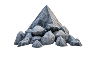 Grey Rock Pyramid on Transparent Background