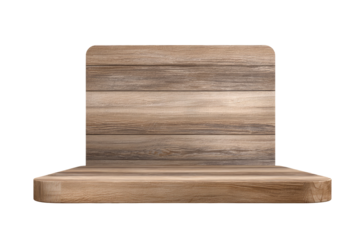 Wooden display podium, light brown tone