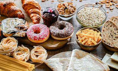 Composition with variety of food products containing gluten