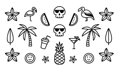 Fun summer vacation icons and symbols collection