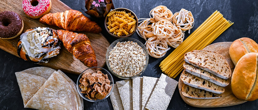 Composition with variety of food products containing gluten