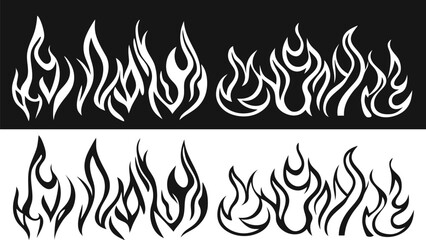 Stylized black and white flames border design