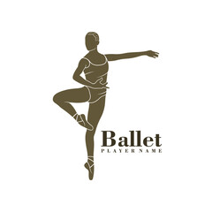 Ballet Dancer logo design vector. Silhouette Ballet Player Template Illustration