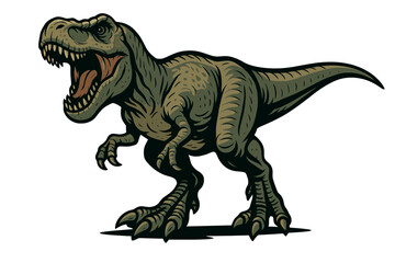 Vector illustration of a ferocious green T-Rex dinosaur roaring