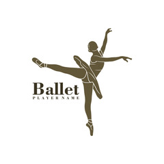 Ballet Dancer logo design vector. Silhouette Ballet Player Template Illustration