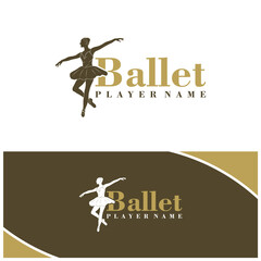Ballet Dancer logo design vector. Silhouette Ballet Player Template Illustration