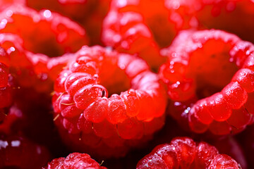 Composition with fresh ripe raspberries