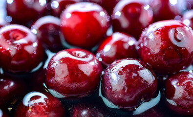 Composition with fresh ripe sour cherries