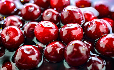 Composition with fresh ripe sour cherries