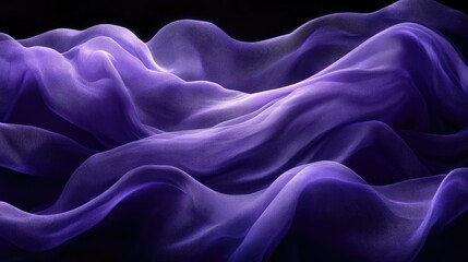Obraz premium Abstract purple waves flowing gracefully across a dark backdrop, creating a dreamy and elegant