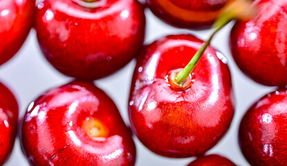 Composition with fresh ripe sweet cherries