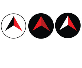 Cute cartoon hand drawn vector set of compass or upward buttons icon.