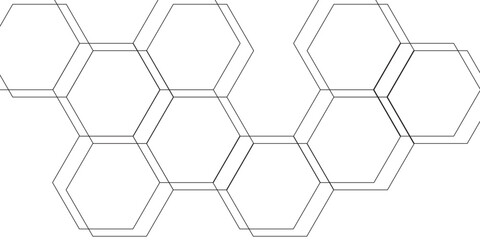 Abstract clean, minimalistic geometric background  pattern of thin, gray, interconnected hexagons on a white surface. Outlined with fine lines, giving it a modern, digital, and tech-inspired appearanc