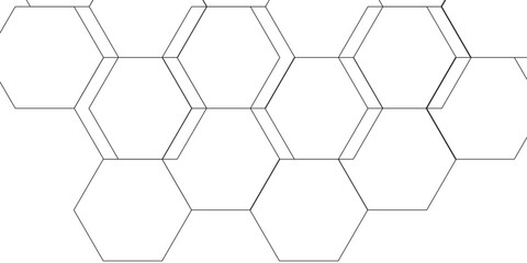 Abstract clean, minimalistic geometric background  pattern of thin, gray, interconnected hexagons on a white surface. Outlined with fine lines, giving it a modern, digital, and tech-inspired appearanc
