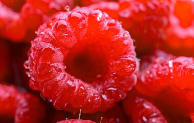 Composition with fresh ripe raspberries