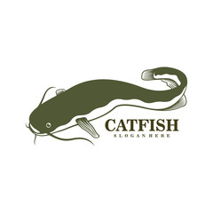 Catfish logo design vector. Silhouette Catfish Template Illustration.