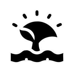 Whale Tail Splashing Under Golden Sunset Sky