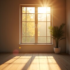 Fototapeta premium empty room with window and wooden floor
