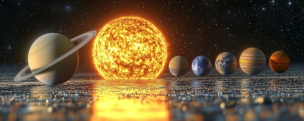 Solar system planets and sun