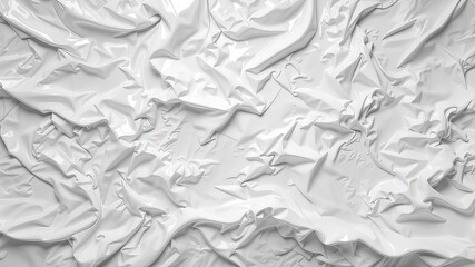 Elegant glossy white wrinkled surface with subtle shadows, presenting a smooth, flowing, and visually intriguing modern background