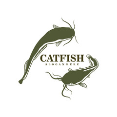 Catfish logo design vector. Silhouette Catfish Template Illustration.