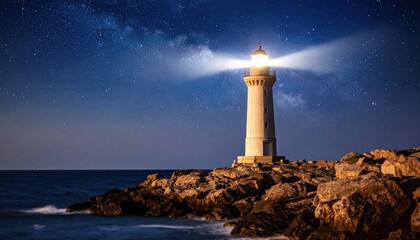 Fototapeta premium Lighthouse beacon at night