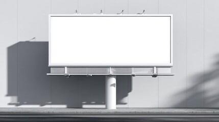 Blank billboard against a light gray wall