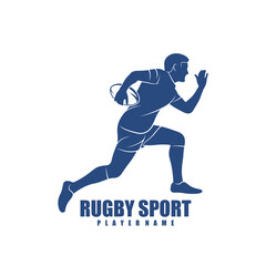 Rugby Player logo design vector. Silhouette Rugby Player Template Illustration