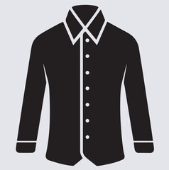 a classic button-down shirt silhouette vector art illustration, vector illustration of a black suit
